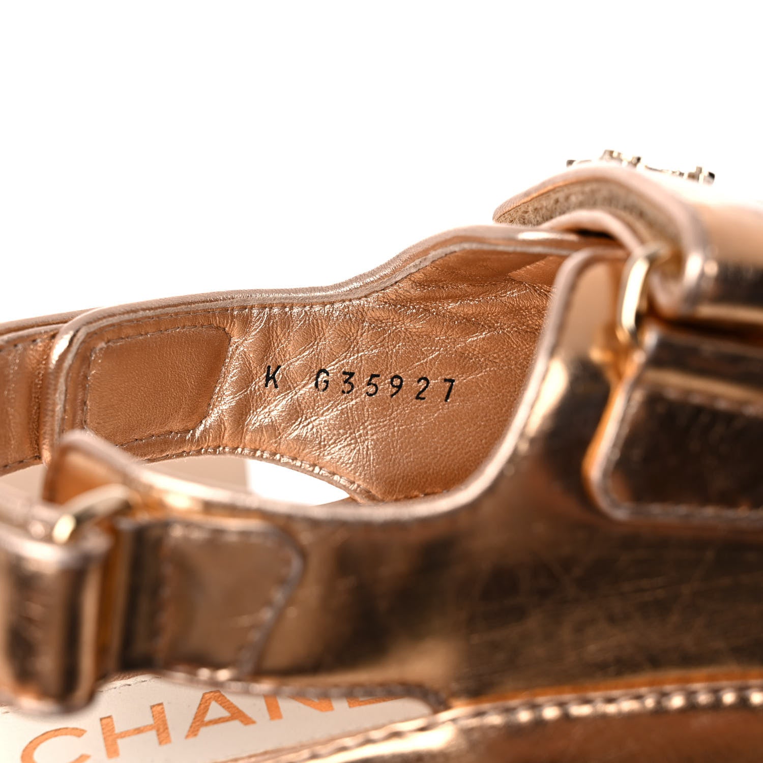 Chanel Metallic Laminated Calfskin Velcro Dad Sandals 37.5 Golden 8 of 10