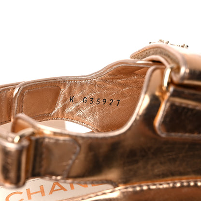 Chanel Metallic Laminated Calfskin Velcro Dad Sandals 37.5 Golden 8 of 10