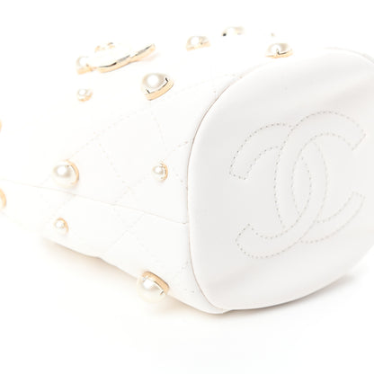 Chanel Lambskin Quilted Pearl Mini About Pearls Drawstring Bag White 8 of 9