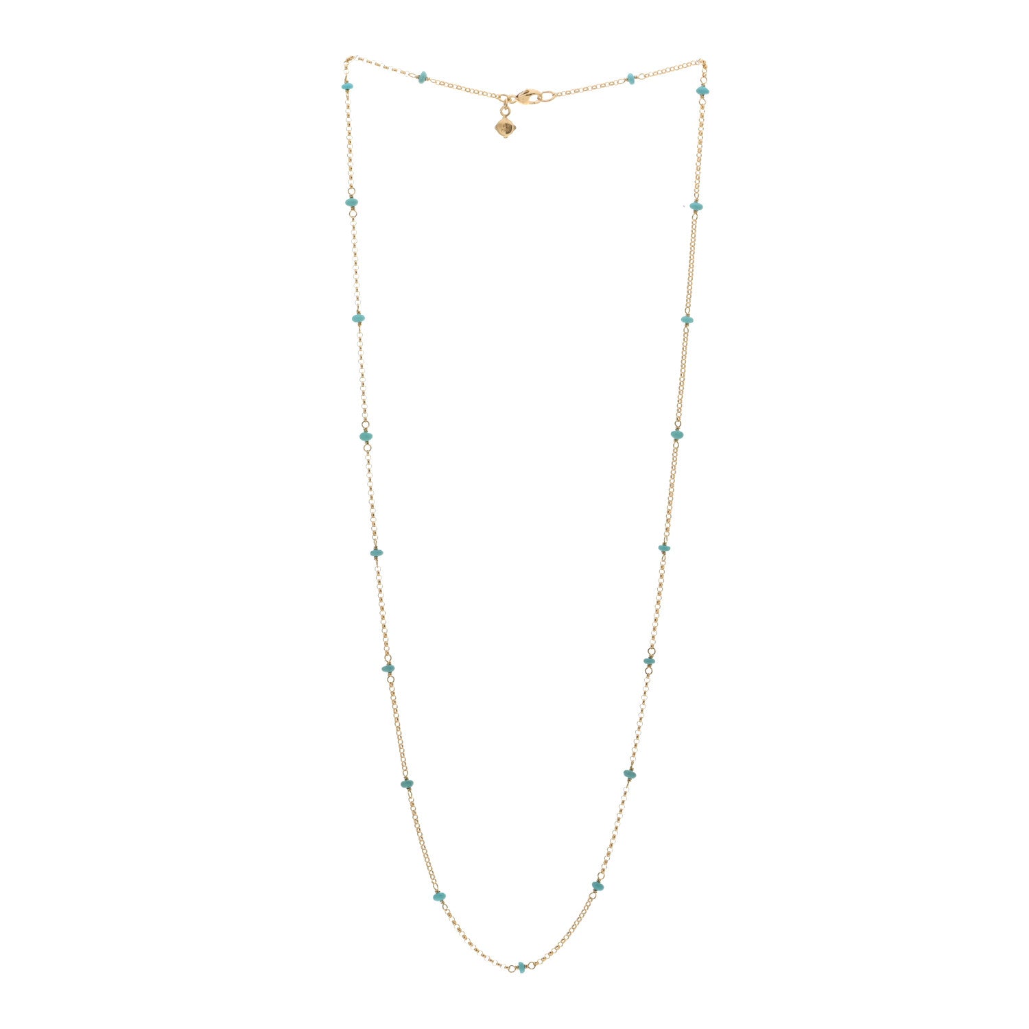David Yurman 18K Yellow Gold Turquoise Cable Collectibles Bead Station Necklace 22" 3 of 4