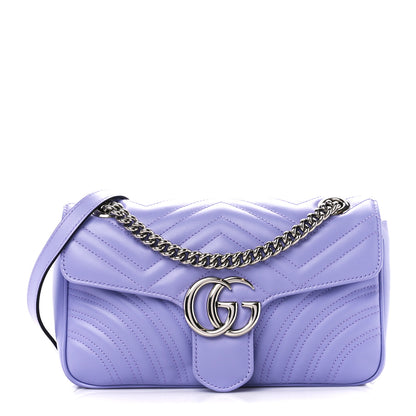 Gucci Calfskin Matelasse Small GG Marmont Shoulder Bag Lapis 1 of 10