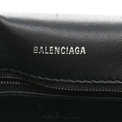Balenciaga Calfskin Crocodile Embossed Monochrome S Downtown Chain Shoulder Bag Black 8 of 11