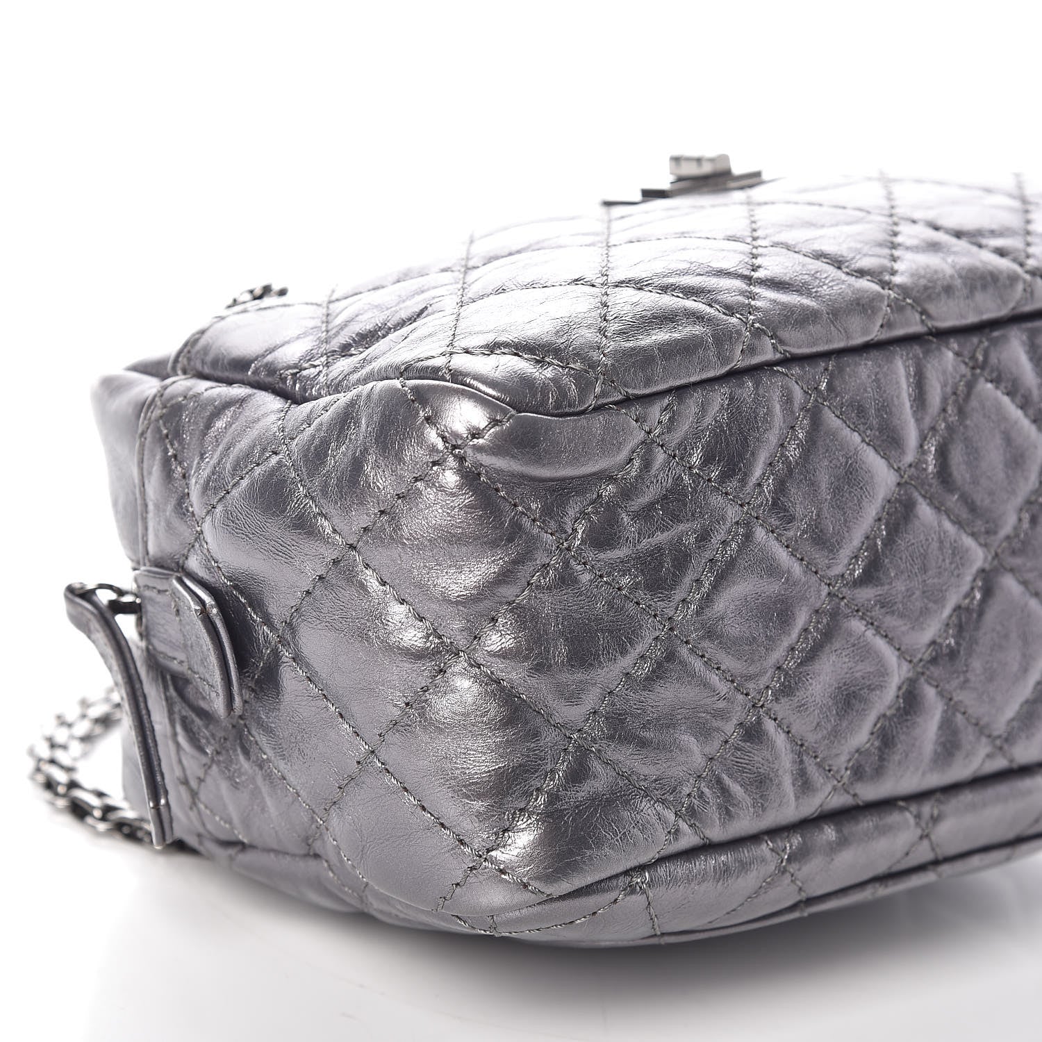 Chanel Metallic Aged Calfskin Quilted Small Reissue Camera Case Dark Silver 5 of 10