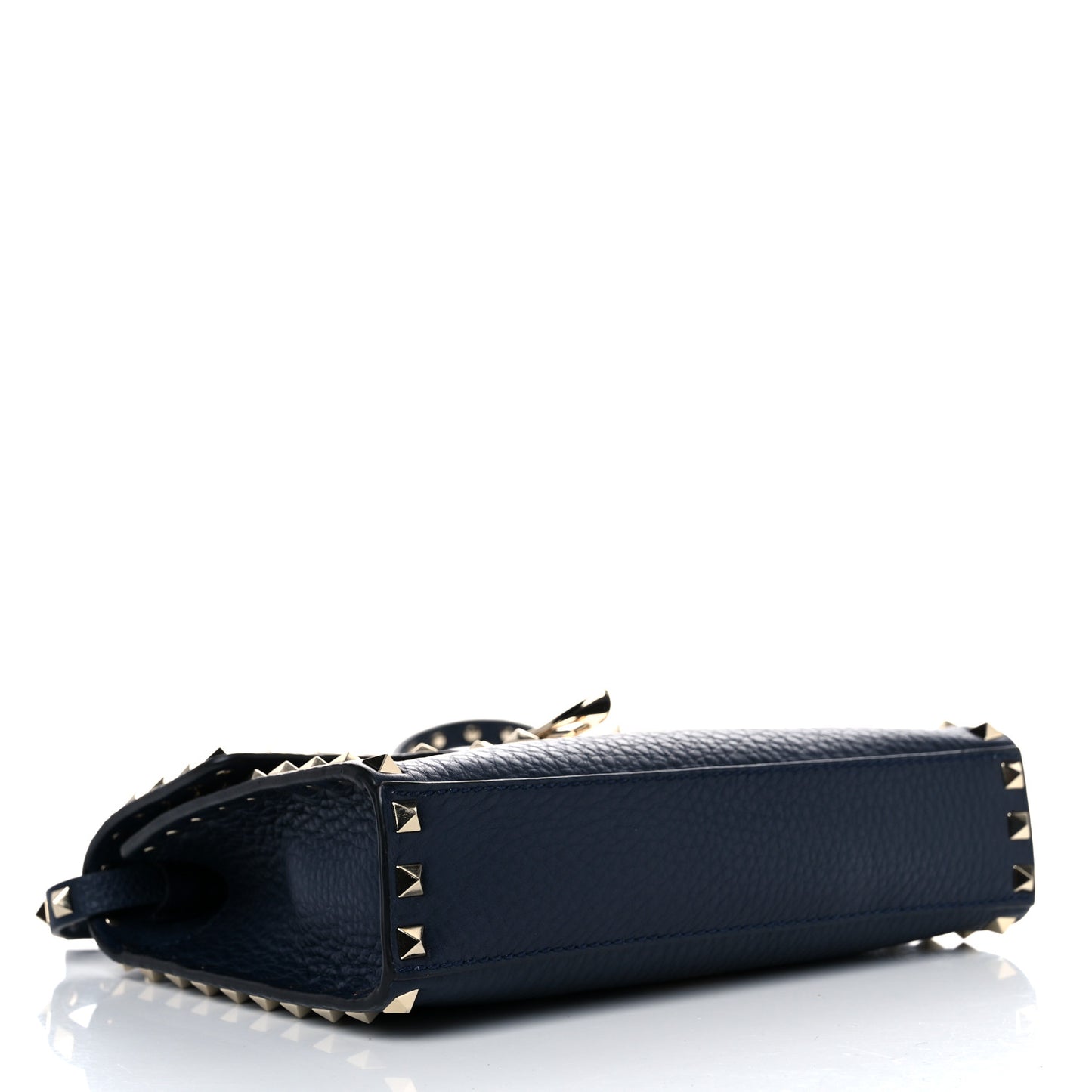 Pebbled Calfskin Medium Rockstud Flip Lock Crossbody Bag Navy