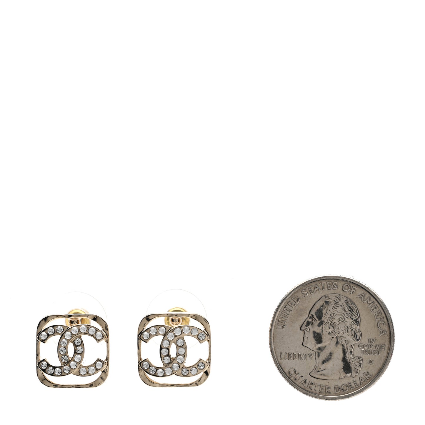 Crystal Square CC Earrings Gold