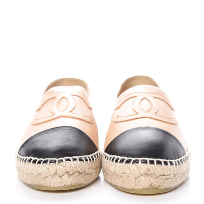 Chanel Lambskin CC Espadrilles 39 Beige Black 2 of 12