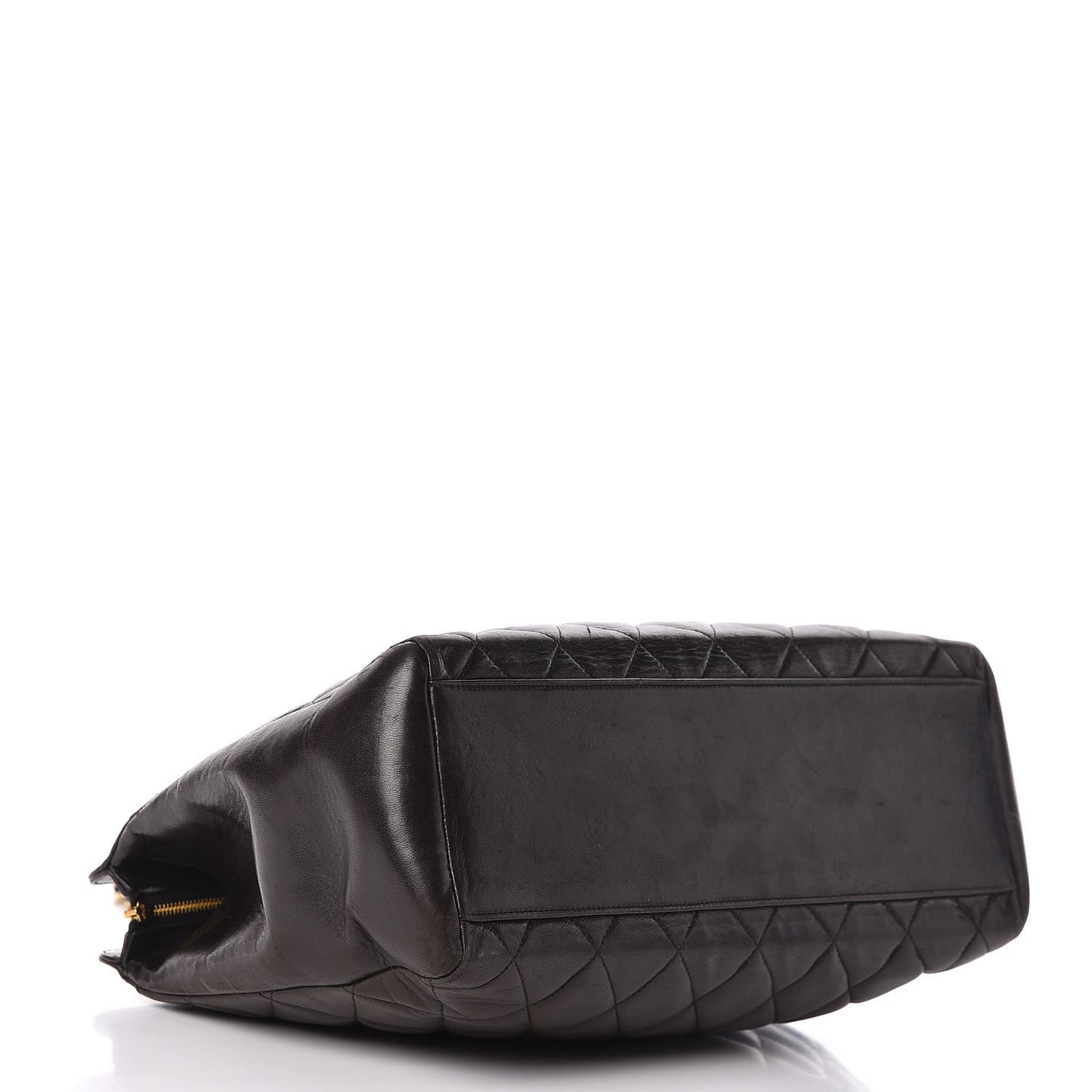 Lambskin Quilted Shopping Tote Black