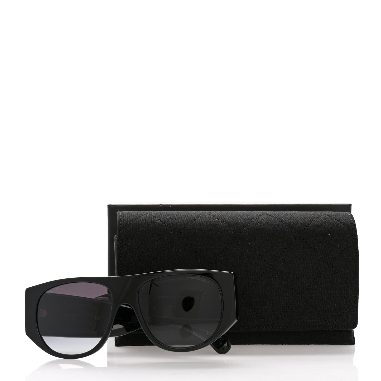 Acetate Quilted CC Pilot Sunglasses 71465A Black