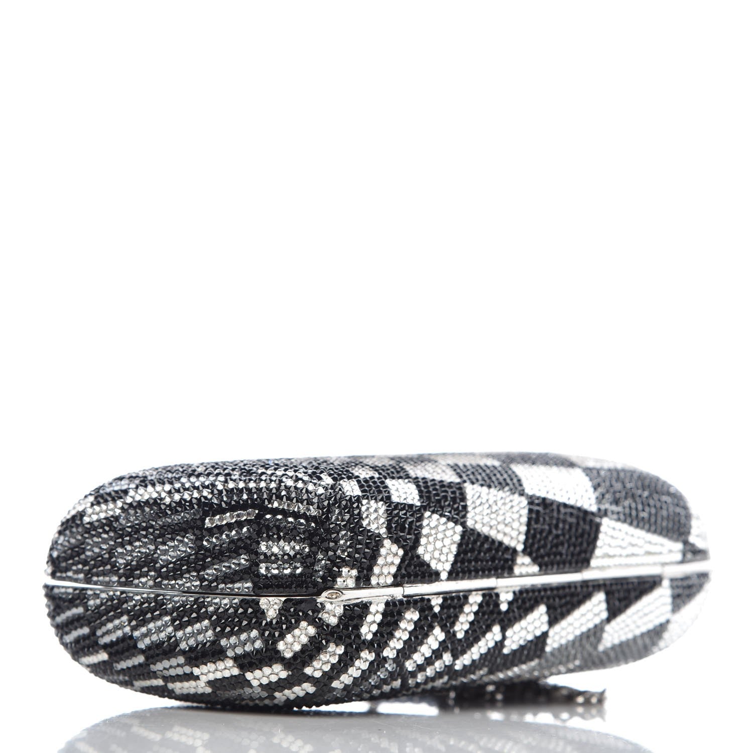 Judith Leiber Swarovski Crystal Checkered Miniaudiere Clutch Black White 4 of 8