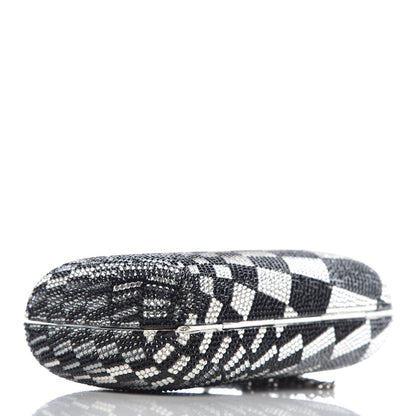 Judith Leiber Swarovski Crystal Checkered Miniaudiere Clutch Black White 4 of 8