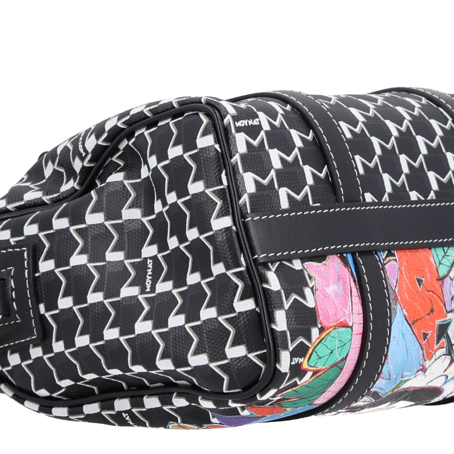 X KASING LUNG Calfskin Canvas M Labubu Boston Bag Black Multicolor