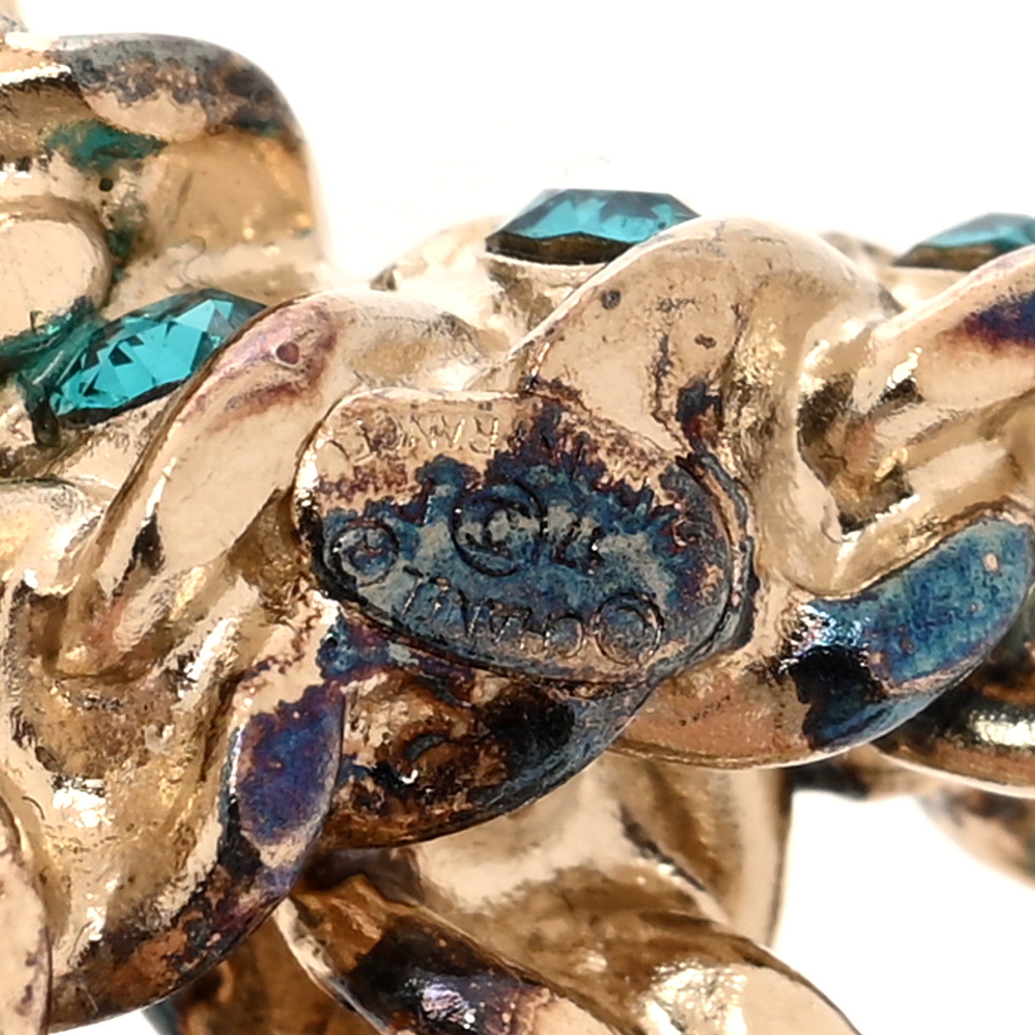 Chanel Iridescent Crystal CC Brooch Green 3 of 4