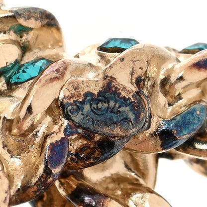 Chanel Iridescent Crystal CC Brooch Green 3 of 4