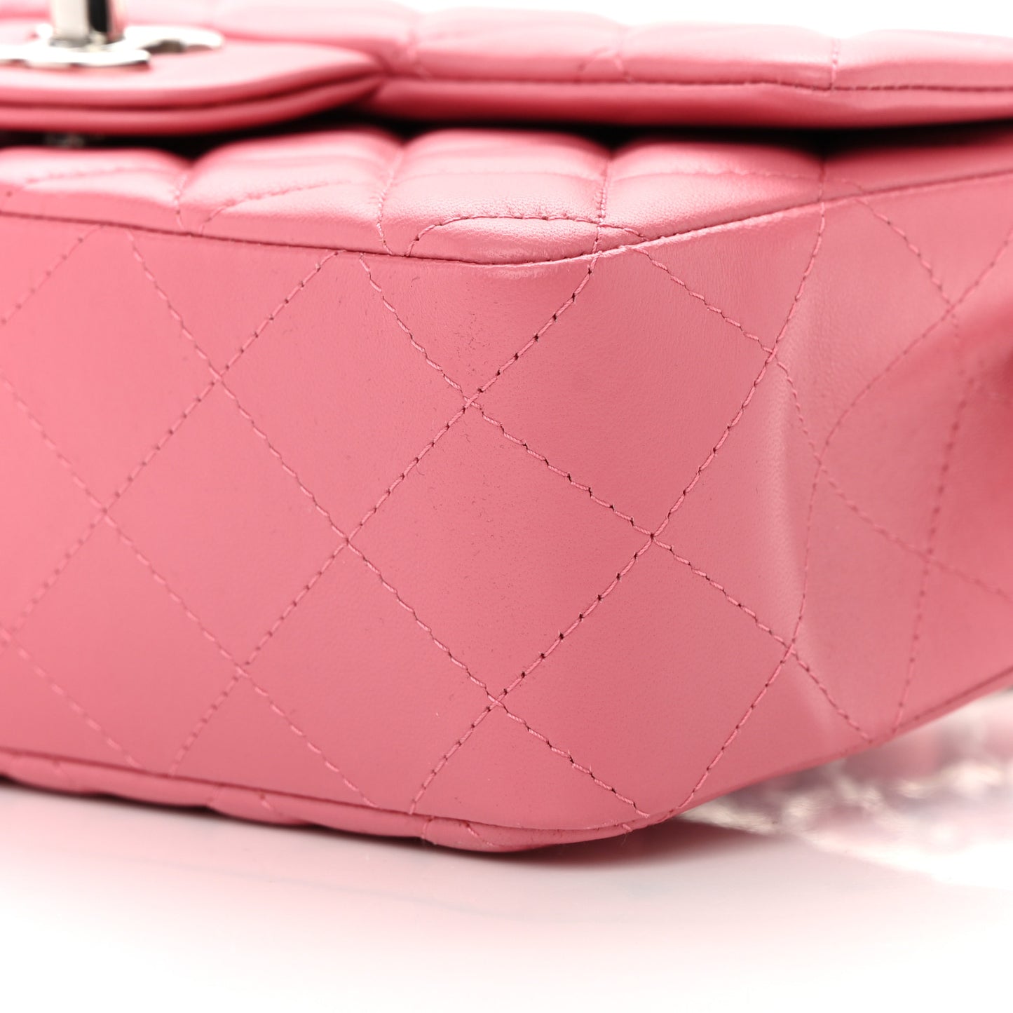 Lambskin Quilted Mini Rectangular Flap Pink