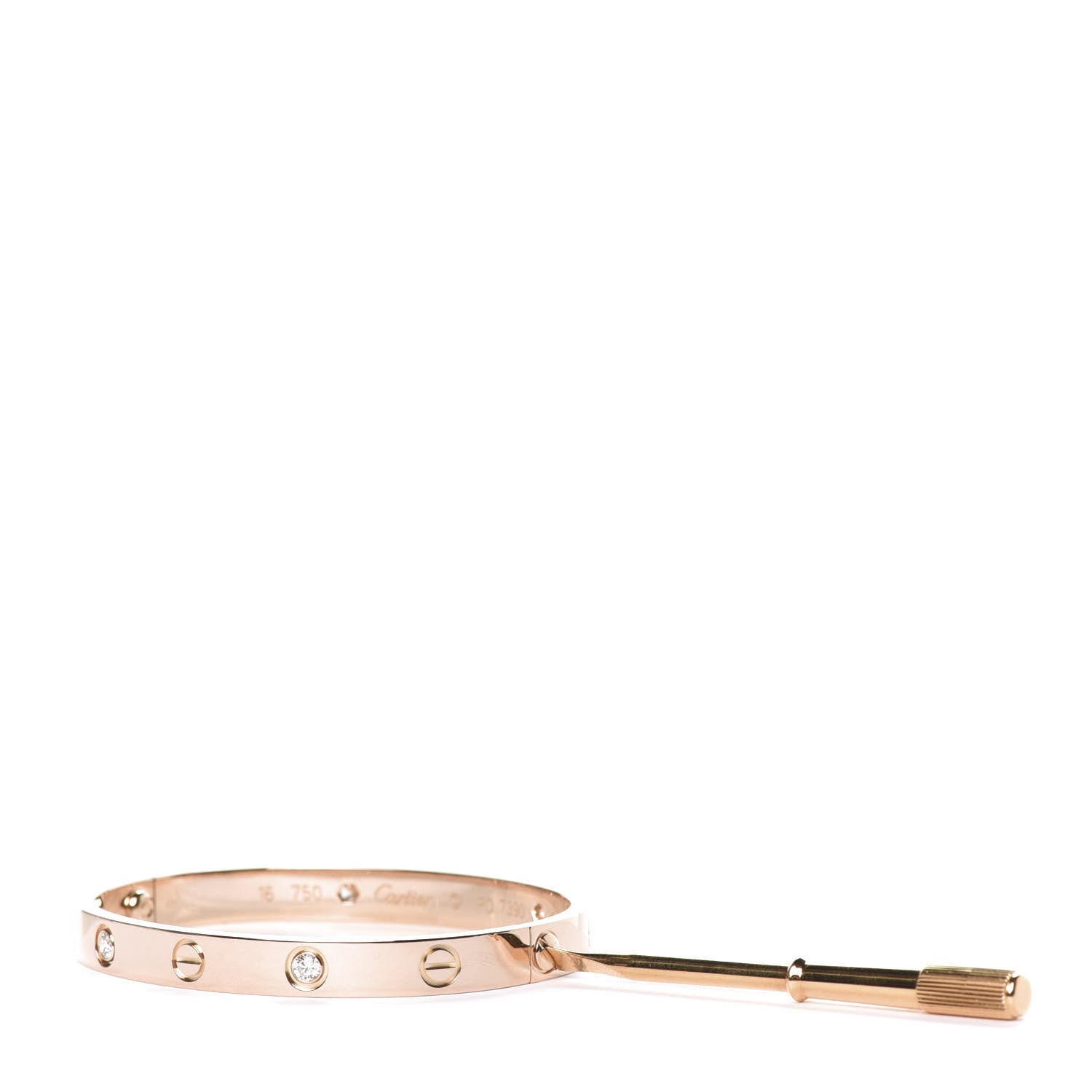 Cartier 18K Pink Gold 4 Diamond LOVE Bracelet 16 7 of 7