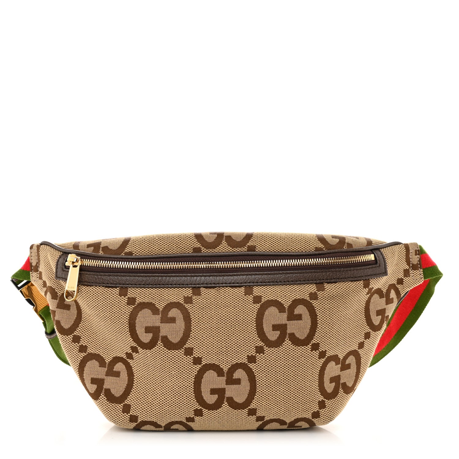 Gucci Monogram Jumbo GG Textured Dollar Calfskin Web Belt Bag Camel Ebony New Acero 1 of 10