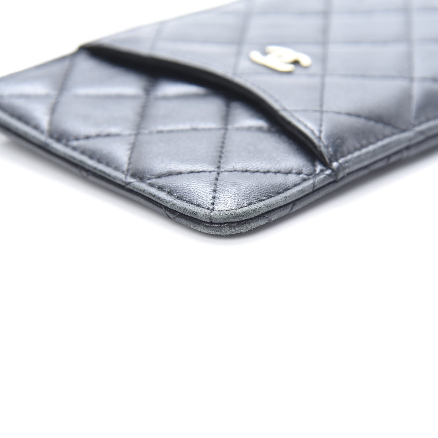 Lambskin Quilted Classic Flat Wallet Pouch Black