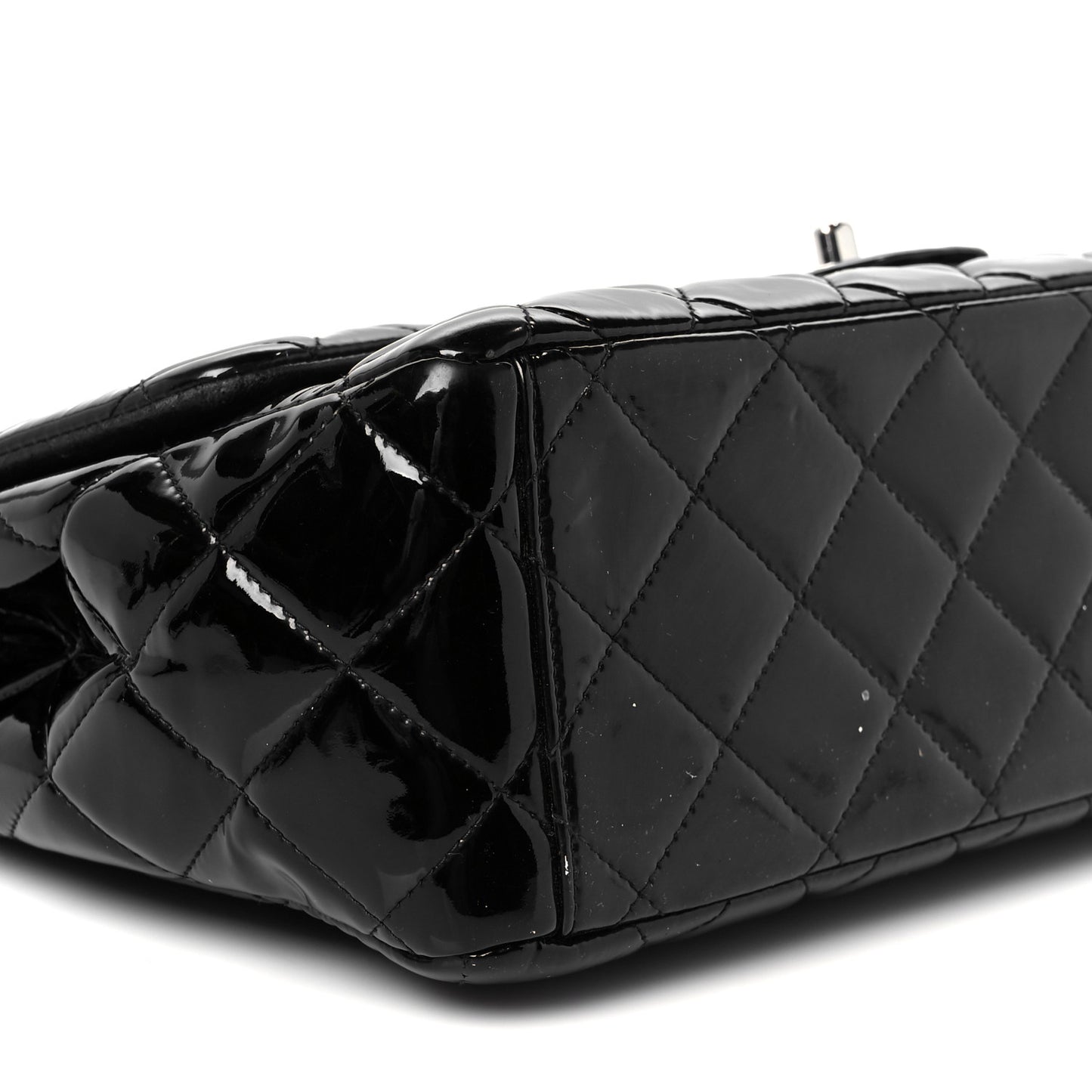 Patent Quilted Maxi Single Flap Black