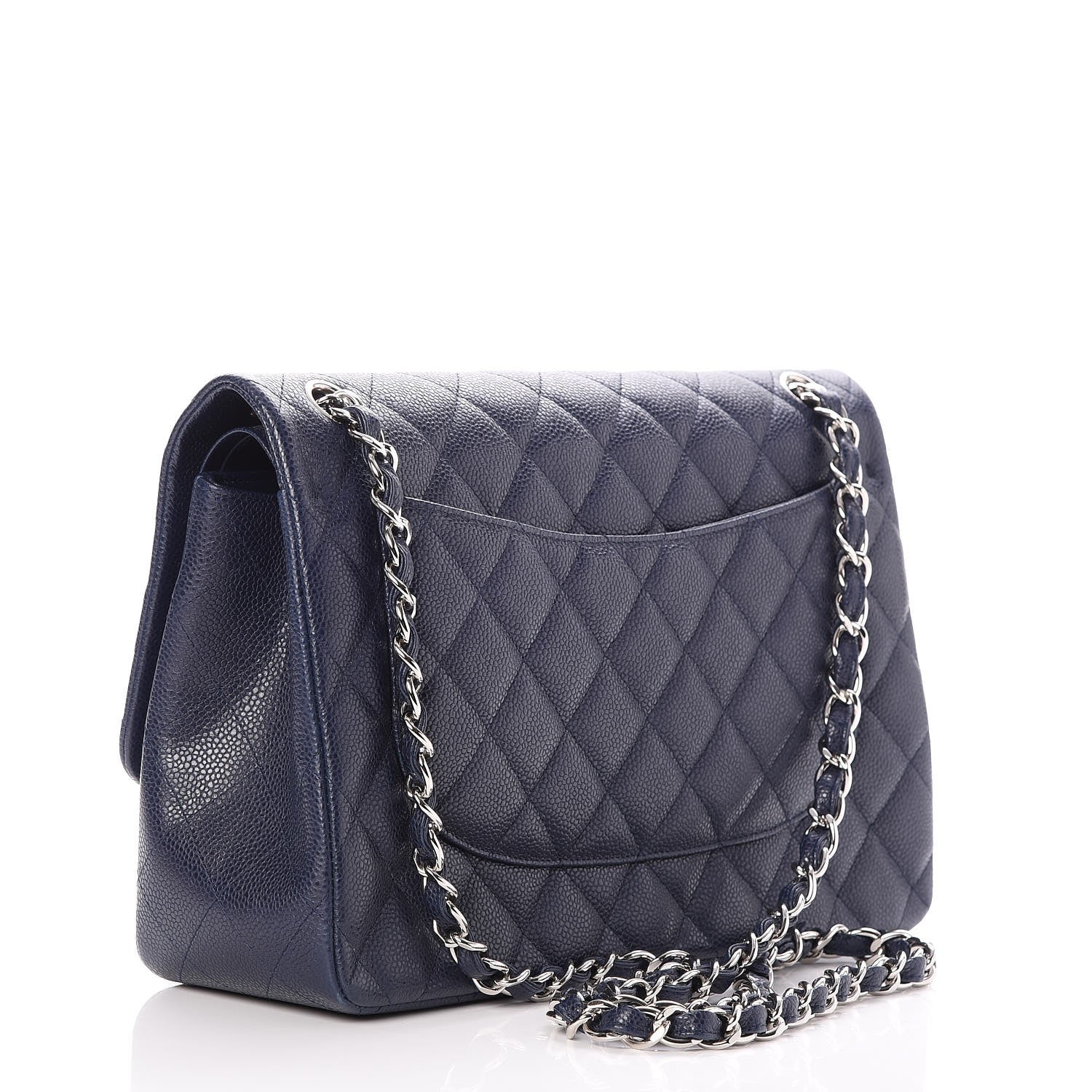 Chanel Caviar Quilted Jumbo Double Flap Navy Blue 4 of 9