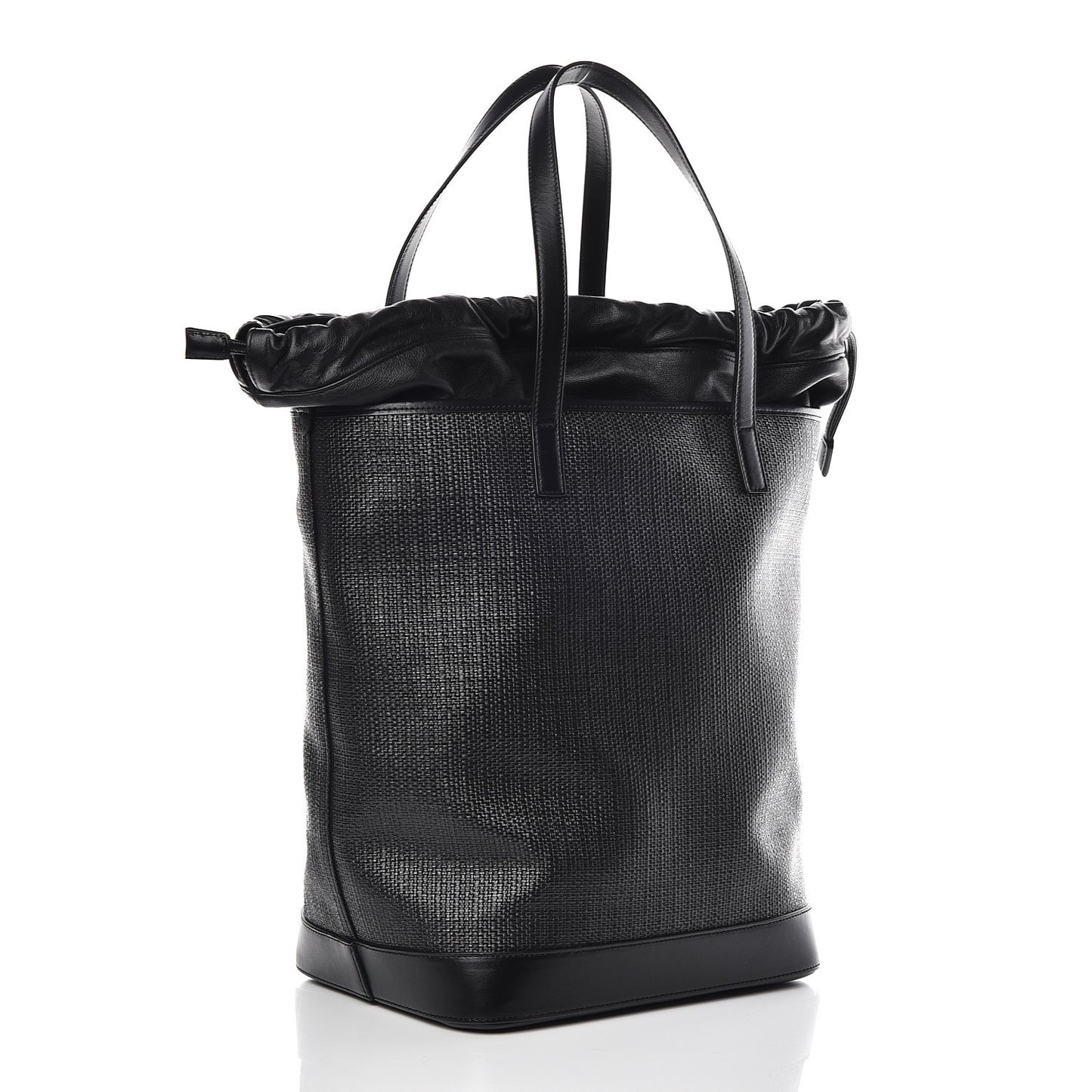 Linen Canvas Teddy Shopping Bag Black