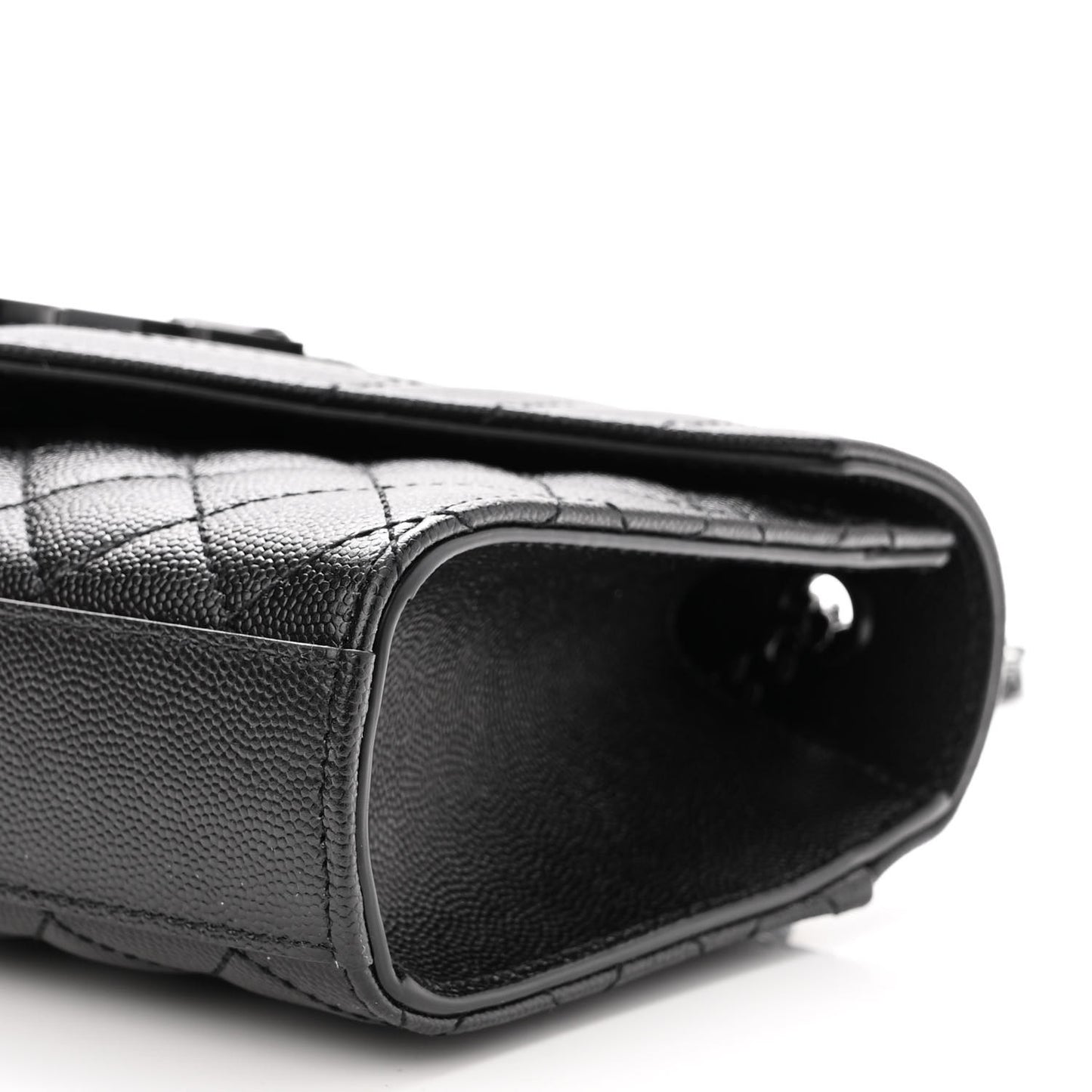 Grain De Poudre Textured Mixed Matelasse Triquilt Small Monogram Satchel Black