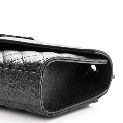 Saint Laurent Grain De Poudre Textured Mixed Matelasse Triquilt Small Monogram Satchel Black 9 of 9