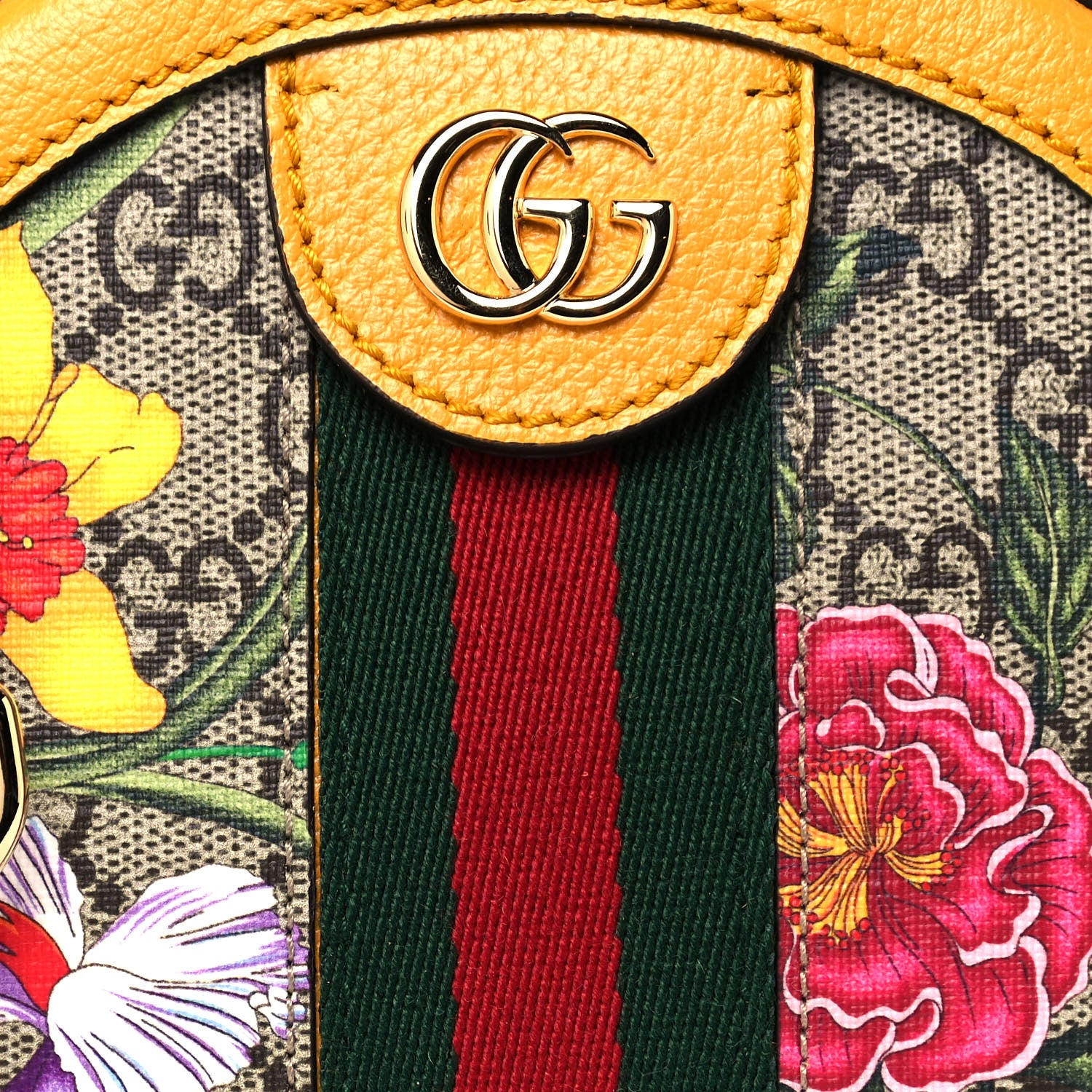 Gucci GG Supreme Monogram Flora Web Mini Ophidia Round Shoulder Bag Beige Multicolor Crop 10 of 10