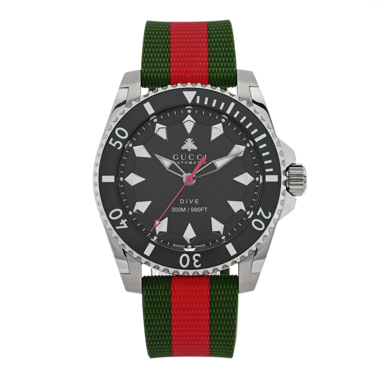 Stainless Steel Rubber 40mm Dive Automatic Watch Black