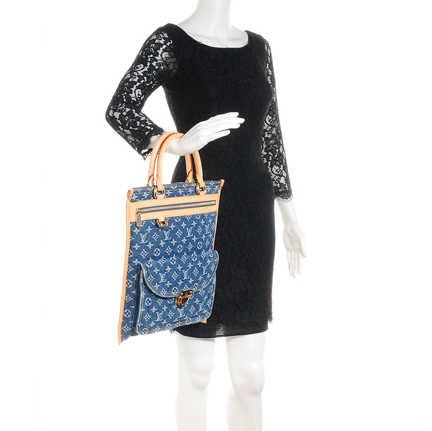Monogram Denim Sac Plat Blue