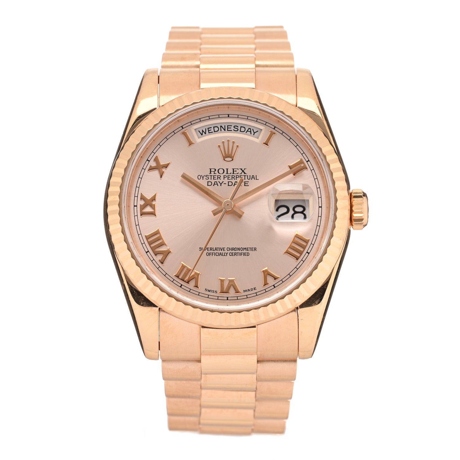 Rolex 18K Everose Gold 36mm Oyster Perpetual Day-Date President Watch Rose Roman 118235 1 of 5