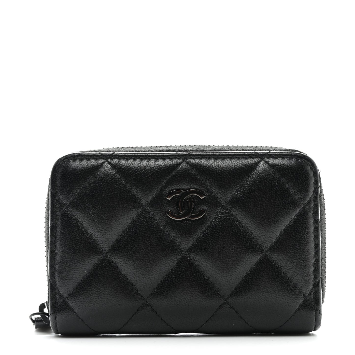 Lambskin Quilted Zip Coin Purse So Black