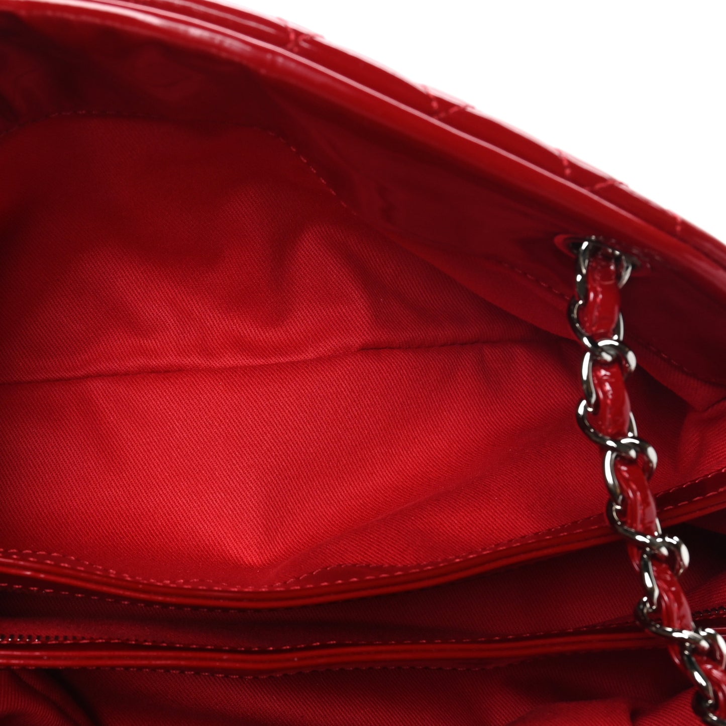 Patent Quilted Medium Just Mademoiselle Bowling Bag Red