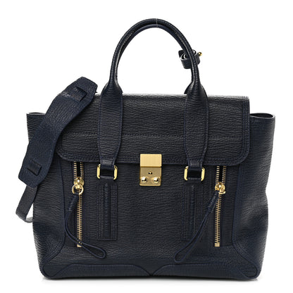 3.1 Phillip Lim Textured Calfskin Medium Pashli Satchel Ink 1 of 9