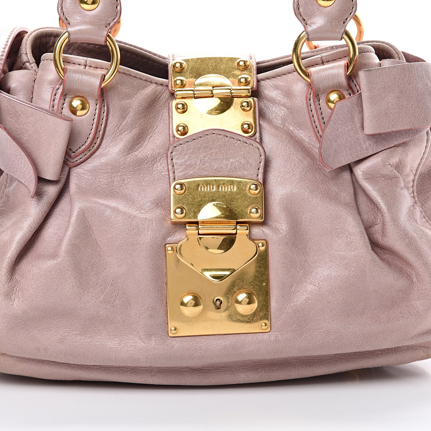 Miu Miu Vitello Lux Mini Bow Bag Mughetto 7 of 18