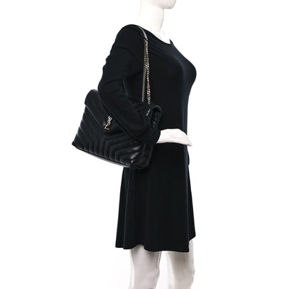 Saint Laurent Calfskin Y Quilted Monogram Medium Loulou Chain Satchel Black 3 of 9