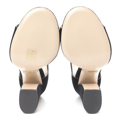 Gucci Velvet Pearl Bee Embellished Sandals 40 Black 5 of 8