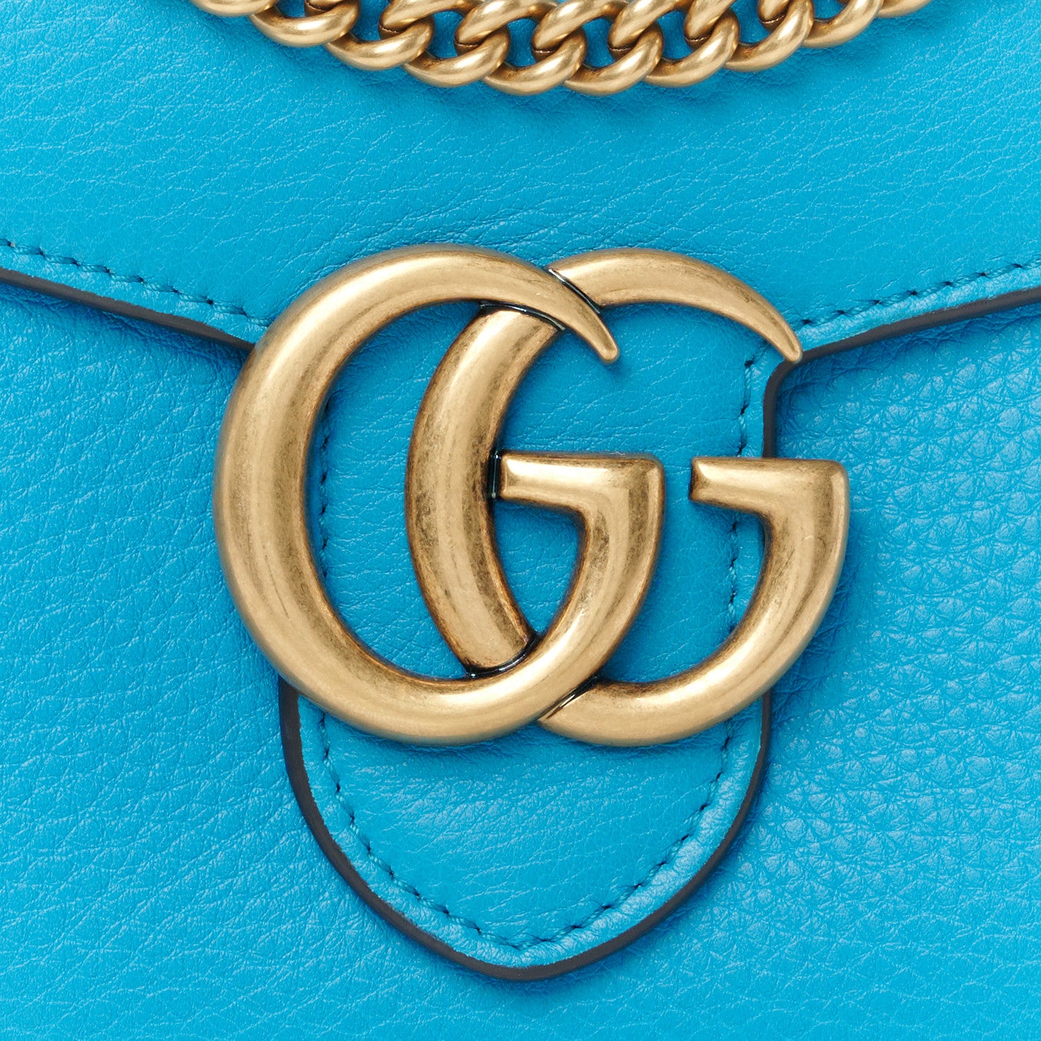 Gucci Calfskin GG Marmont Chain Wallet Blue 8 of 10
