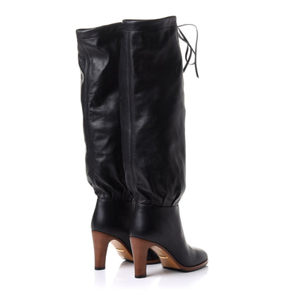 Gucci Deauville Calfskin Cinched Knee High Boots 34.5 Black 4 of 9
