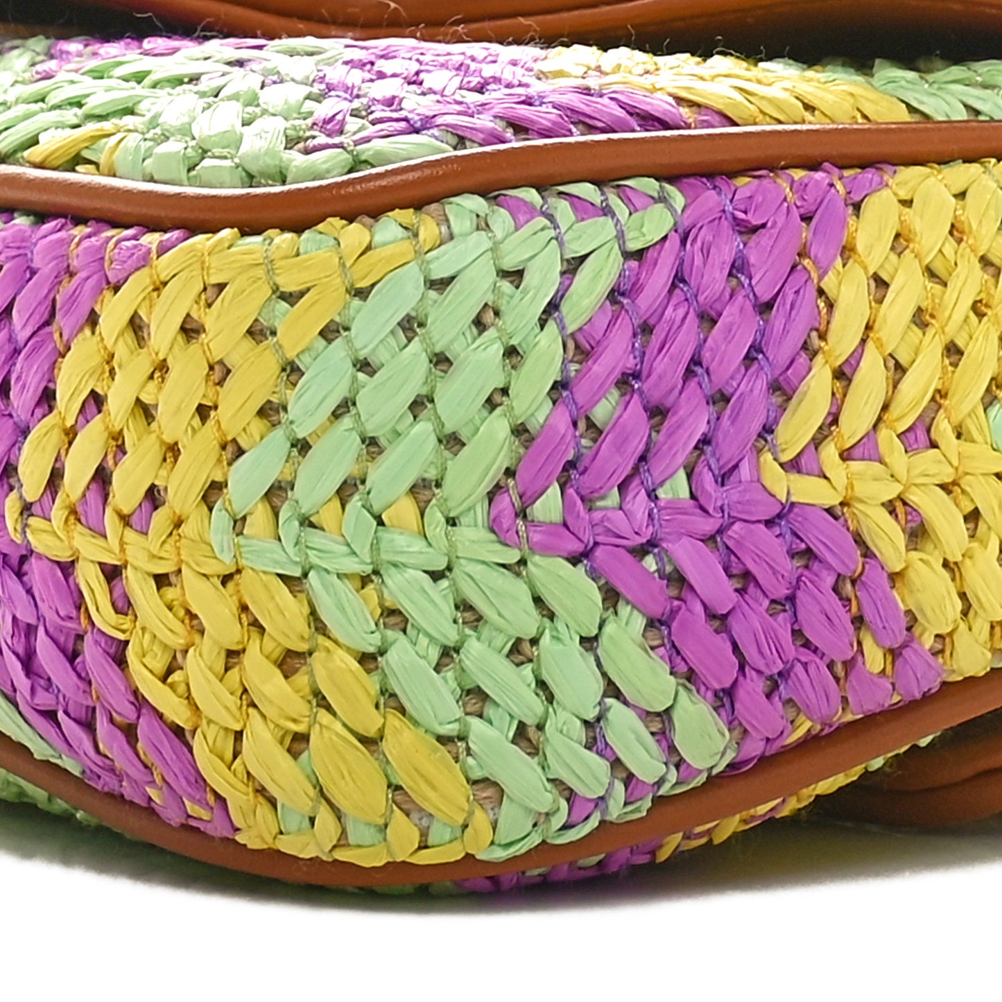 Woven Raffia Calfskin Super Mini GG Marmont Shoulder Bag Multicolor