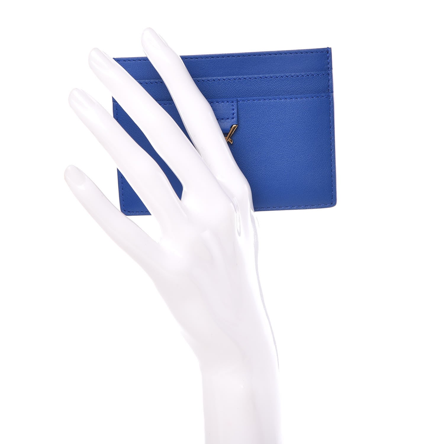 Saint Laurent Calfskin Monogram Credit Card Case Blue Majorelle 2 of 8