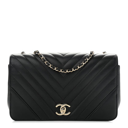 Chanel Calfskin Chevron Quilted Medium Statement Flap Black 1 of 15