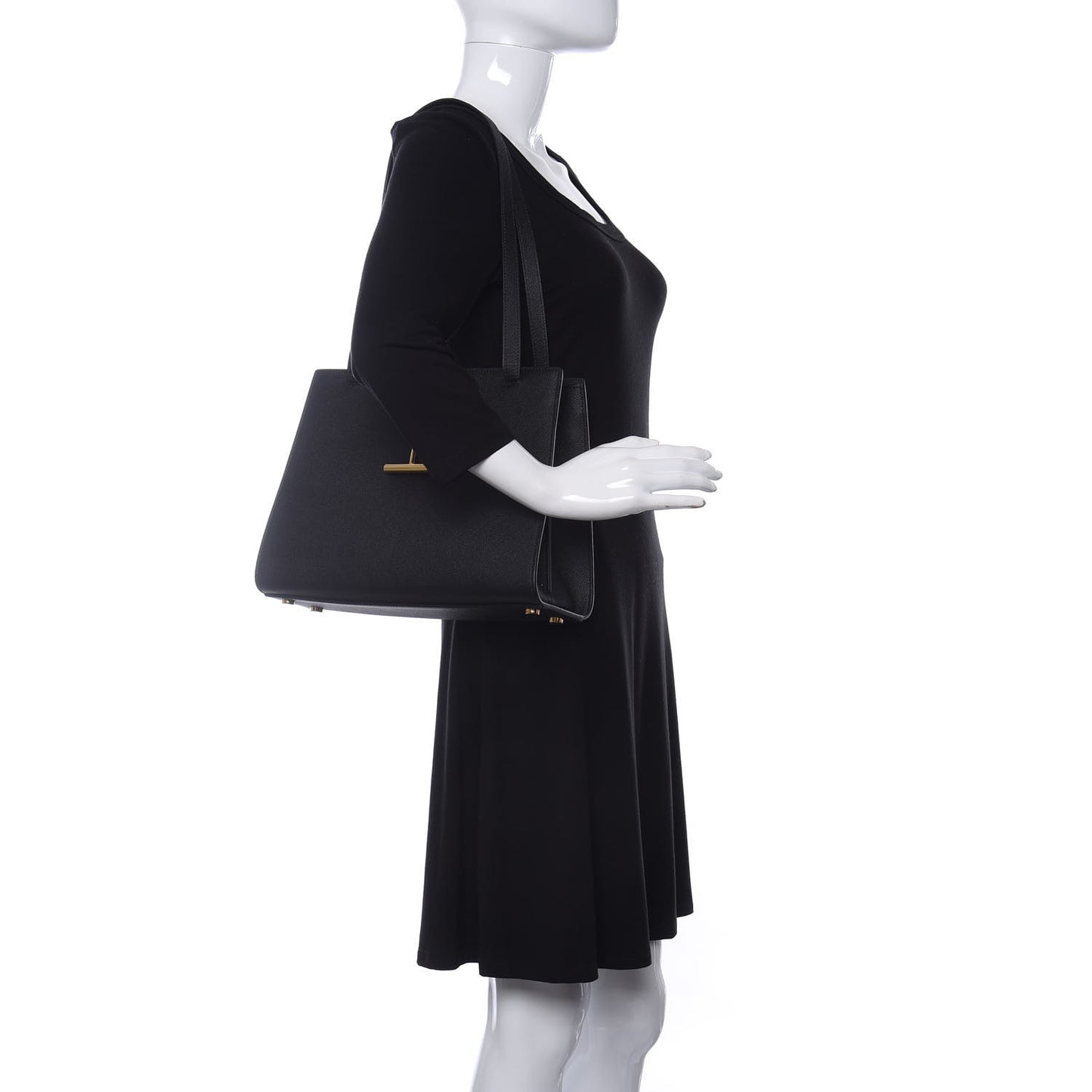 Calfskin Medium Tara Shoulder Bag Black