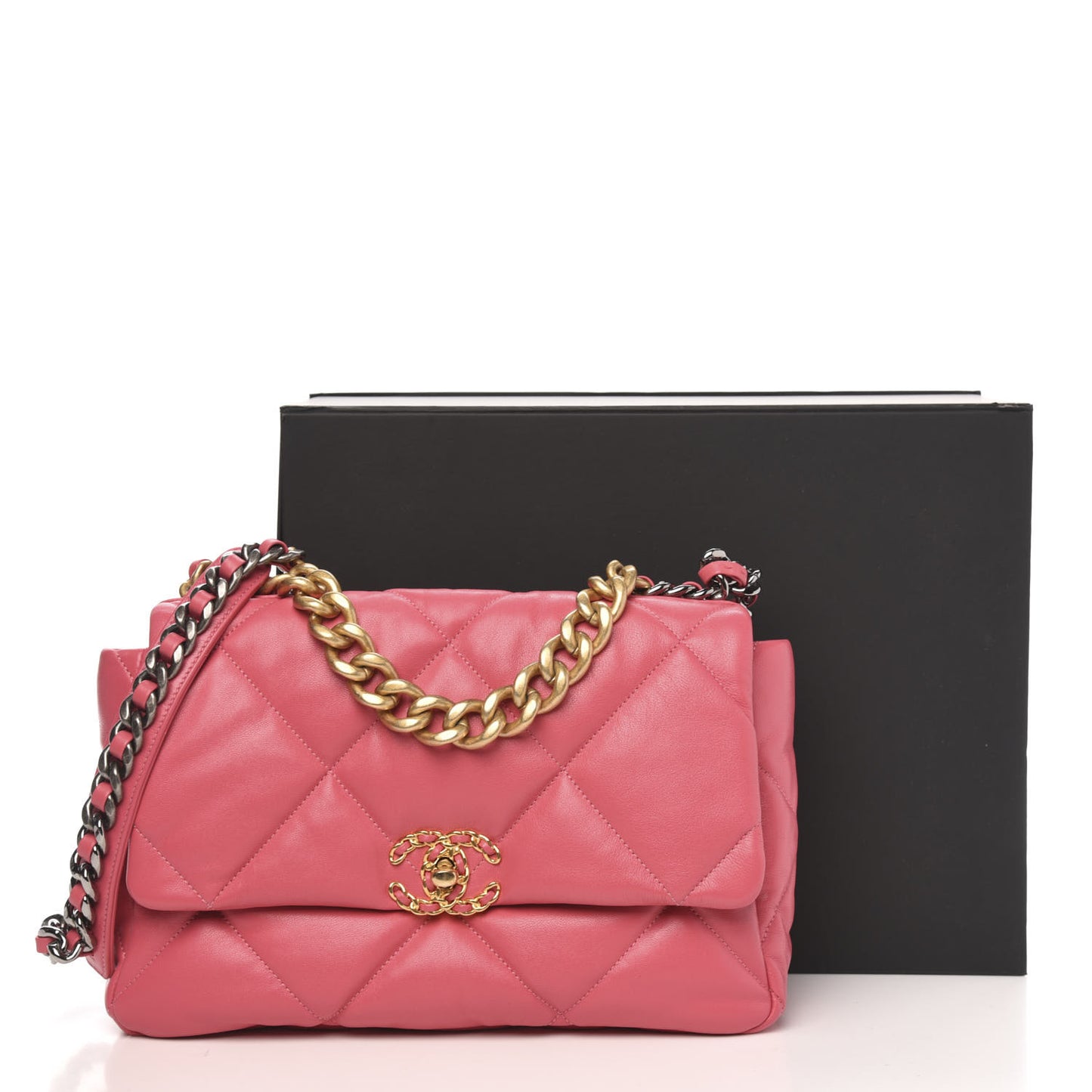 Goatskin Quilted Large 19 Flap Pink