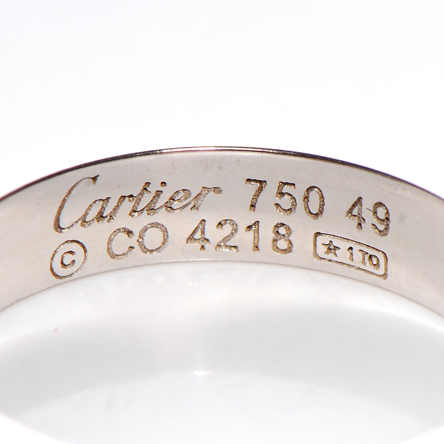 18K White Gold 3.5mm LOVE Wedding Band Ring 49 4.75
