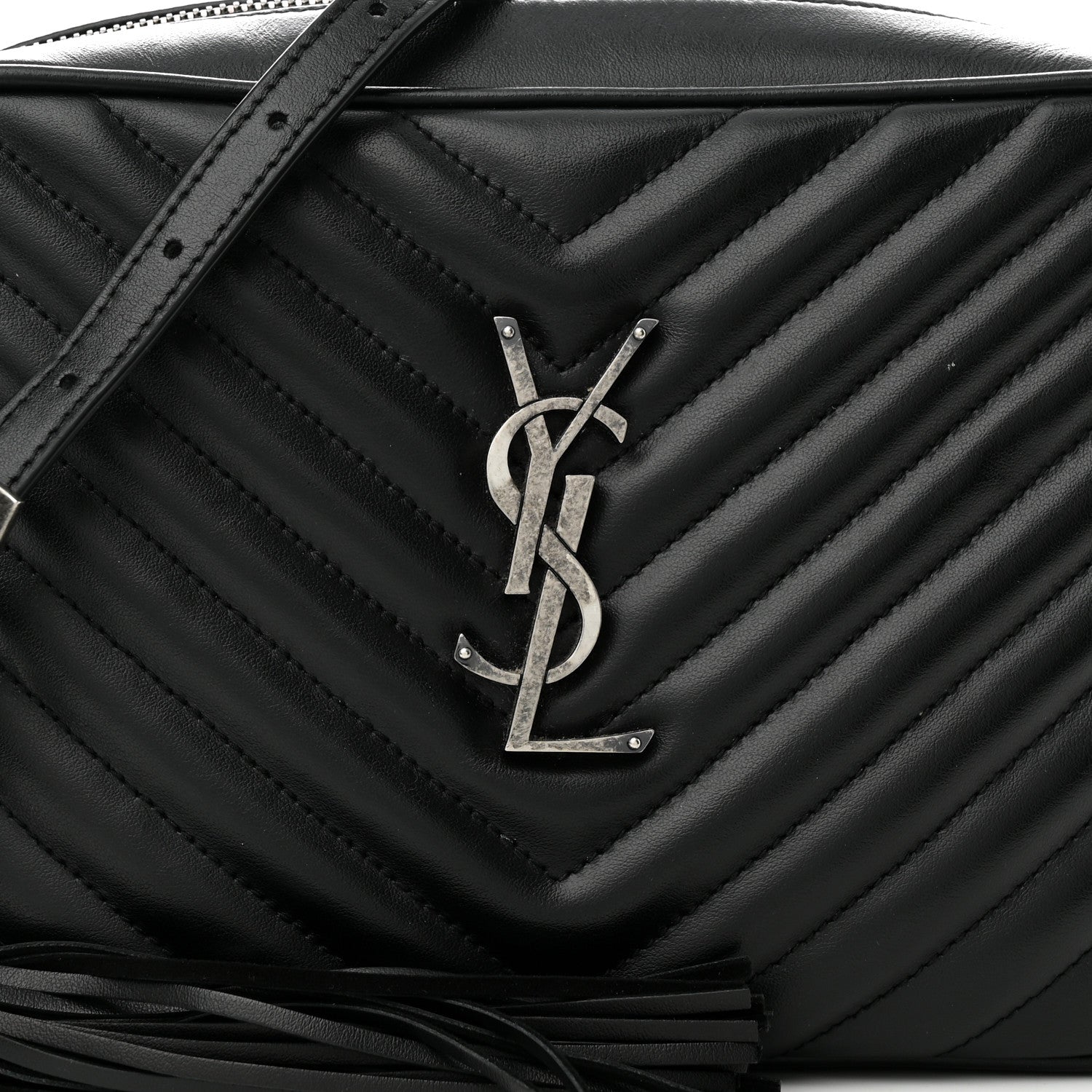 Saint Laurent Calfskin Matelasse Monogram Lou Camera Bag Black 8 of 13