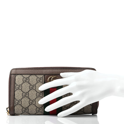 Gucci GG Supreme Monogram Web Ophidia Zip Around Wallet Brown 2 of 7