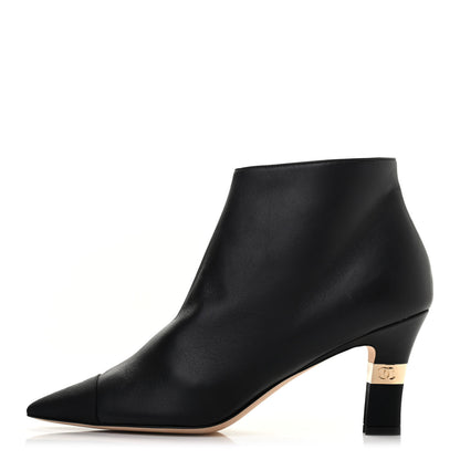 Chanel Lambskin Grosgrain Cap Toe Short Ankle Boots 40.5 Black 1 of 8