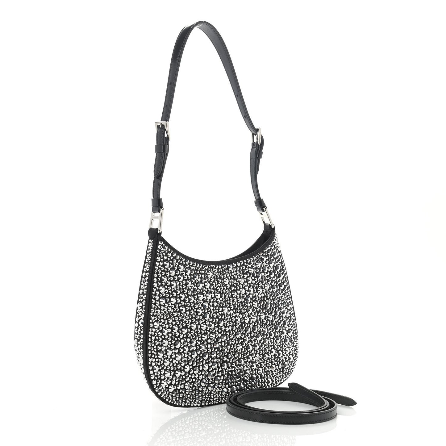 Satin Crystal Cleo Adjustable Strap Shoulder Bag Metal