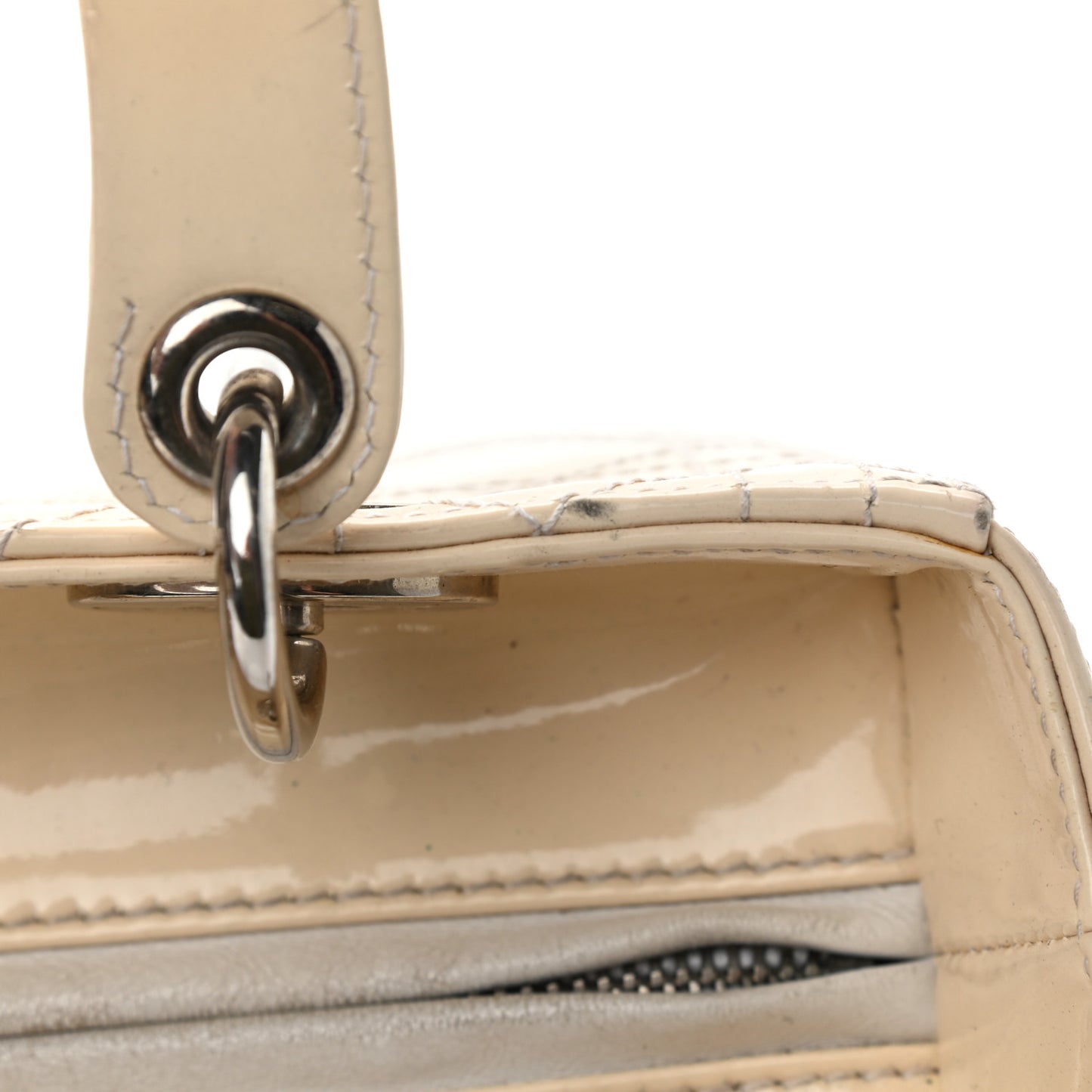 Patent Cannage Stitched Medium Lady Dior White