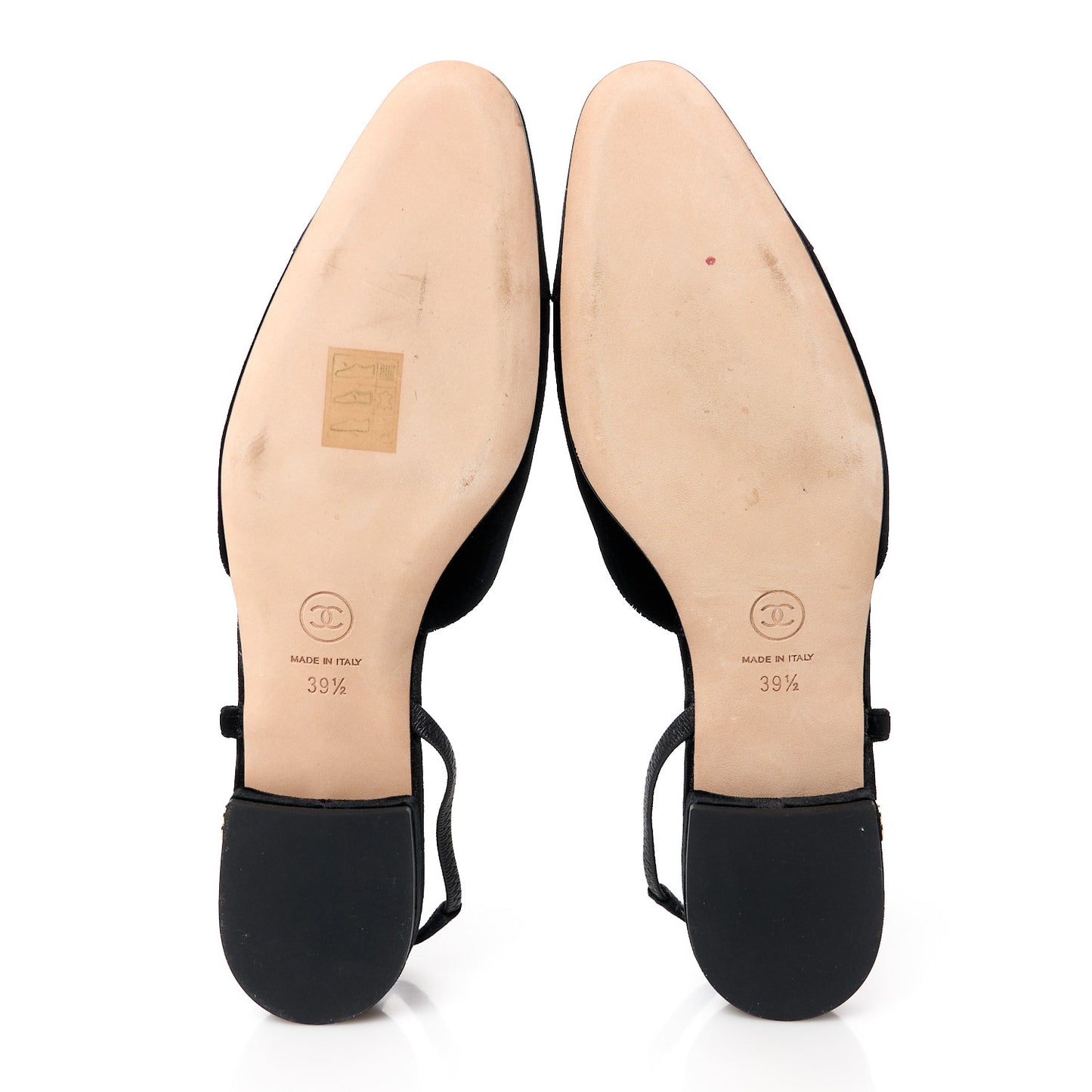 Velvet Grosgrain Cap Toe CC Slingback Flats 39.5 Black